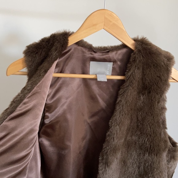 KENAR Brown Faux Fur Open Vest - Picture 5 of 5